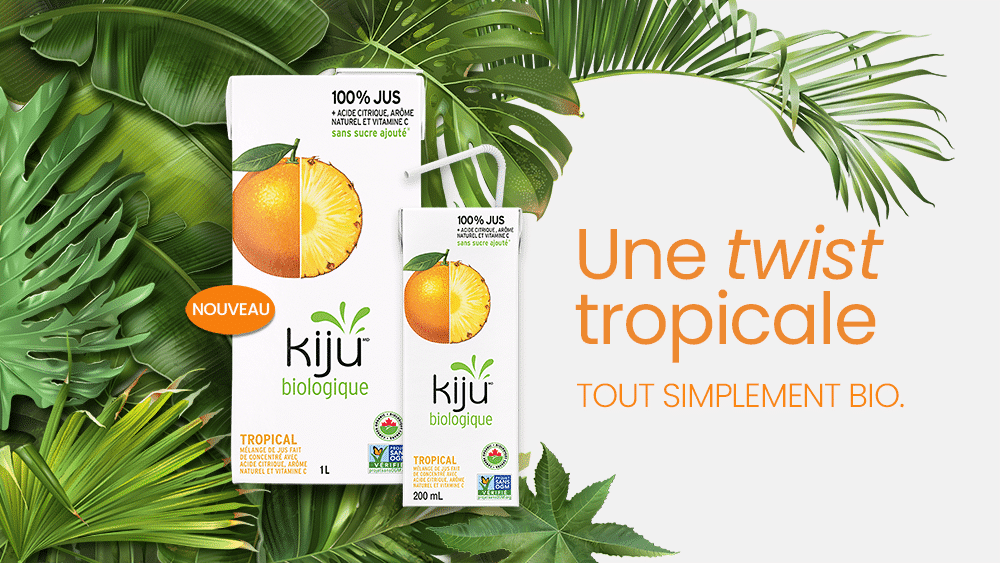 Nouvelle saveur bio Kiju Tropical 1 Nouvelle saveur tropicale : ananas-orange